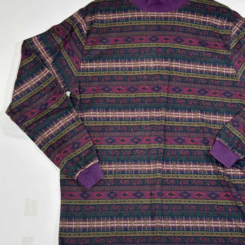 Vintage Lands End Aztec Western Long Sleeve Shirt Mens Size Large 42-44 USA Made - Picture 4 of 15